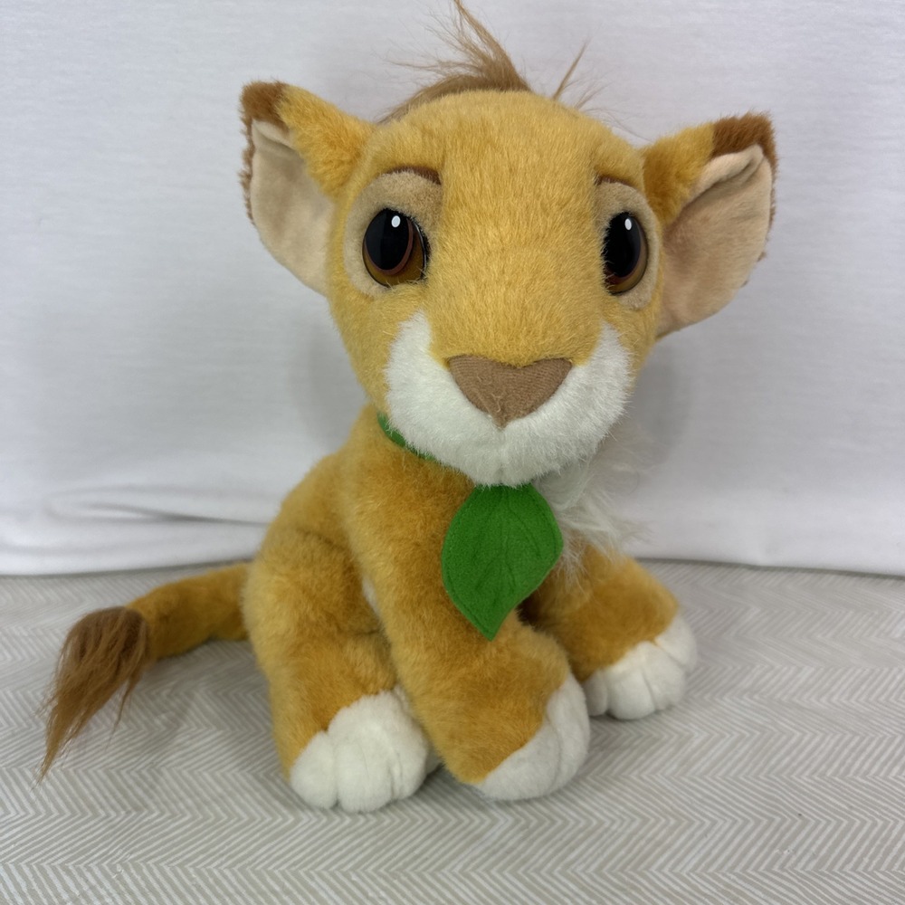 1993 Lion King Plush Purring Baby Simba 10" Vintage Disney Mattel Leaf‎ Collar